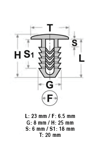 10 01412 Bottone Fissaggio
FIAT LANCIA ALFA ROMEO