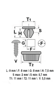10 02312 Madrevite in plastica
LANCIA FIAT ALFA ROMEO IVECO
8X9 T11