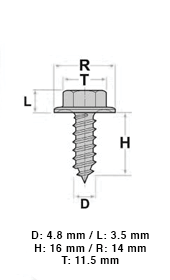 10 07612 Vite autofilettante
4,8x3,5 T11,5