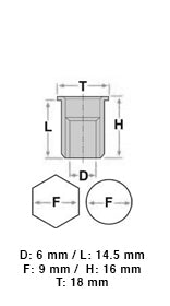 10 13412 Inserto Filettato
LANCIA FIAT
6X16 T18