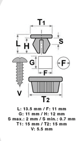 10 14712 Madrevite in plastica
FIAT LANCIA ALFA ROMEO
11X13,5 T15