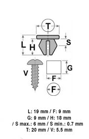 10 16412 Madrevite in plastica
TOYOTA LEXUS
9X19 T20