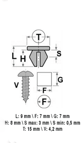 10 02212 Madrevite in plastica
LANCIA FIAT ALFA ROMEO IVECO
7X9 T15