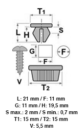 10 02412 Madrevite in plastica
FIAT AUTOBIANCHI ALFA ROMEO
11X21 T15