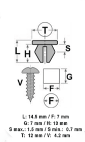 10 09112 Madrevite in plastica VOLKSWAGEN 7X14,5 T12