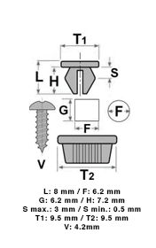 10 14812 Madrevite in plastica
FIAT LANCIA ALFA ROMEO
6,2X8 T9,5