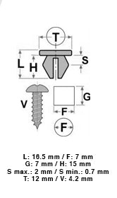 10 15012 Madrevite in plastica
VOLKSWAGEN SKODA AUDI
7X16,5 T12