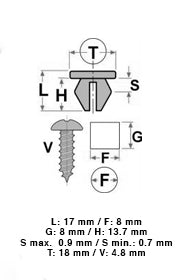 10 15112 Madrevite in plastica
LANCIA FIAT 
8X17 T18
