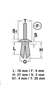 10 16712 Rivetto a pressione plastica
TOYOTA
9X18 T20