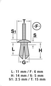 10 17612 Rivetto a pressione plastica
TOYOTA 
6X11 T15
