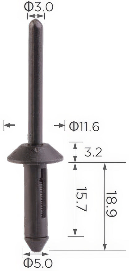 10 34012 Rivetto Plastica
5X15,8 T11,8