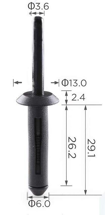 10 34212 Rivetto Plastica
5,9X25,5 T13